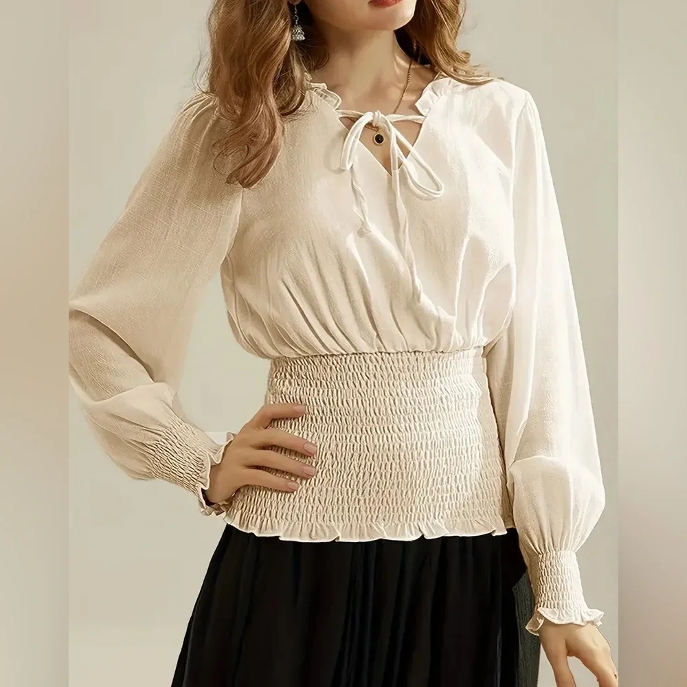 NWT Scarlet Darkness Shirred Waist Peasant Blouse